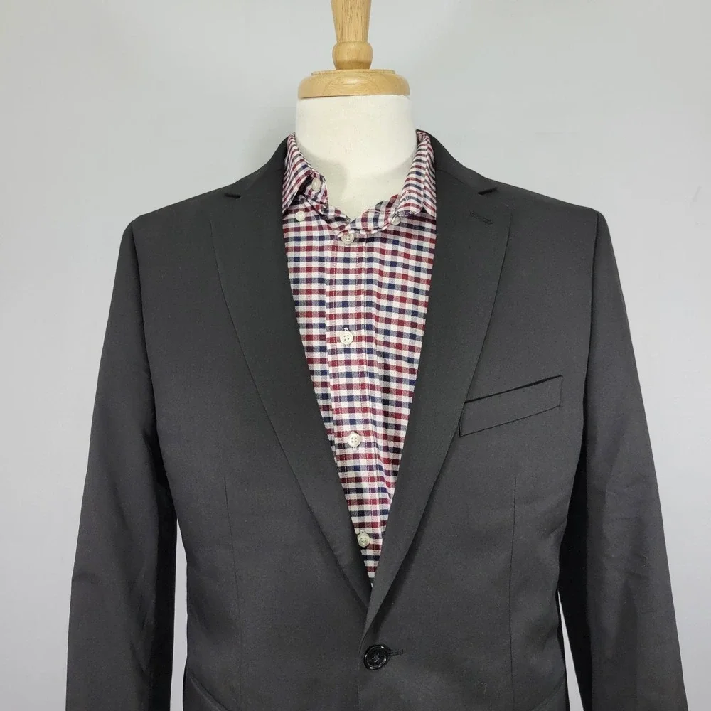 APT.9 Men's Sport Coat Blazer Two Button Black Poly Blend Premier Flex‎ 42L SLIM